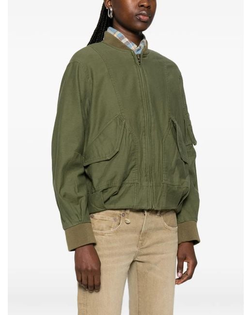 R13 Green Bubble Pocket Bomber Jacket