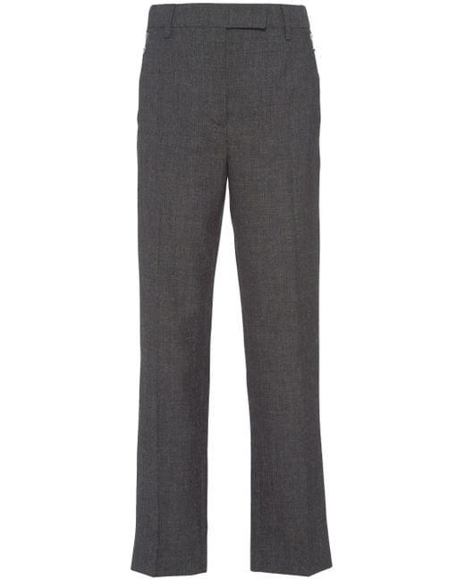 Prada Gray Zip-Pocket Wool Trousers