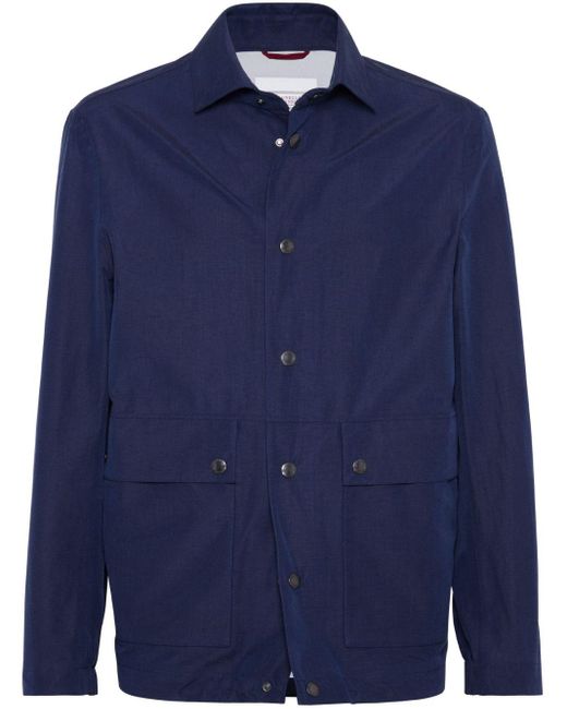 メンズ Brunello Cucinelli リネン&シルク シャツジャケット Blue