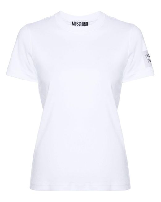 Camiseta con logo bordado Moschino de color White