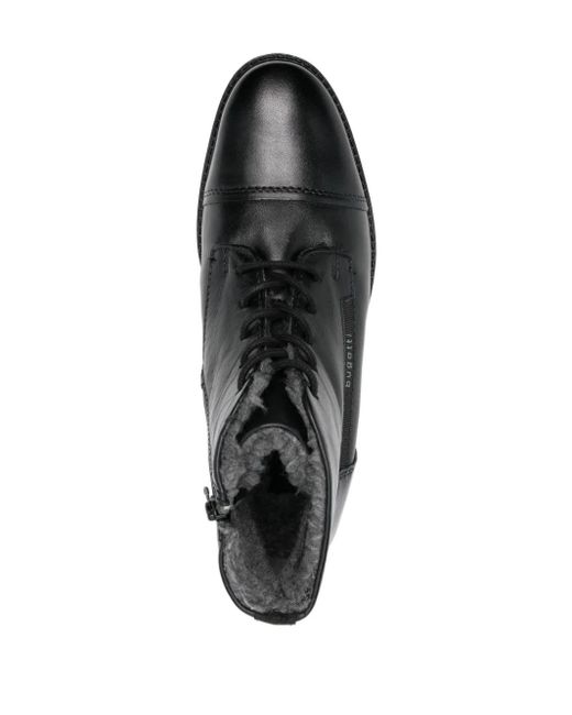 Bugatti Black Leather Ankle Boots for men