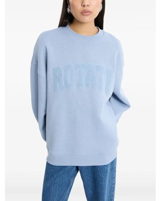 ROTATE BIRGER CHRISTENSEN Blue Crewneck Heavy Sweatshirt