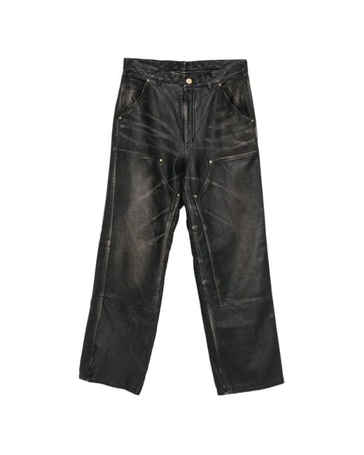 KAMIYA Gray Panelled Leather Trousers for men