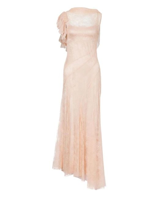 Alberta Ferretti Lace-Overlay Dress in Pink | Lyst Alberta Ferretti Lace-Overlay Dress in Pink | Lyst