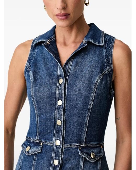 Guess Blue Button-Up Sleeveless Dress
