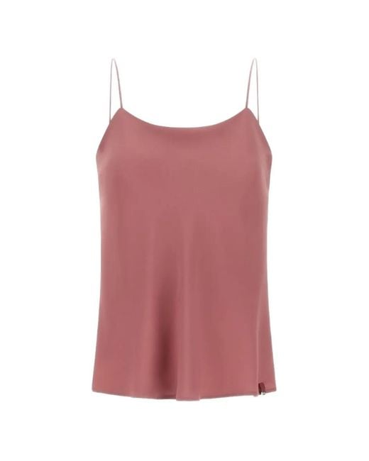 Herno Pink Dark Rose Double Matte And Fluid Cady Fabric Camisole Top With Logo Plate.<Br