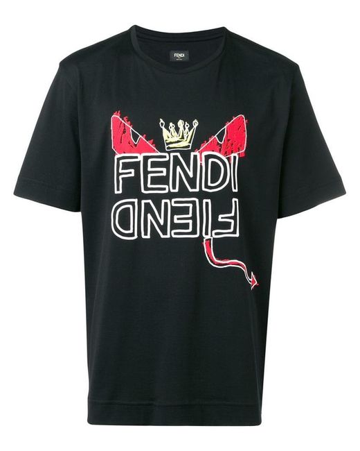 Camiseta con logo estampado Fendi de hombre de color Black