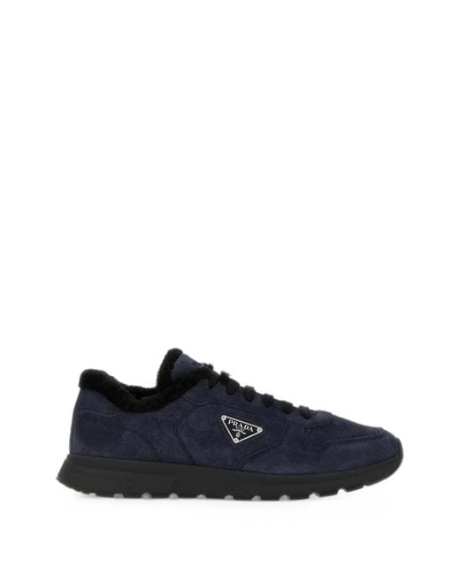 Prada Blue Prax 2.0 Suede Sneakers for men