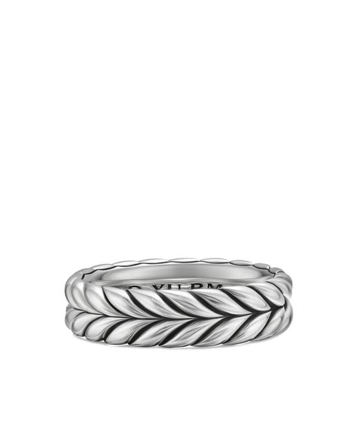David Yurman White Sterling Chevron Band Ring (6.2Mm) for men