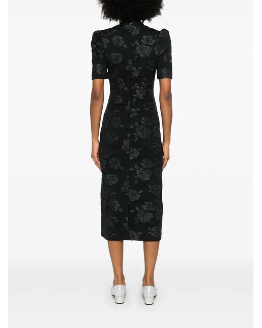 ROTATE BIRGER CHRISTENSEN Black Jacquard Midi Dress