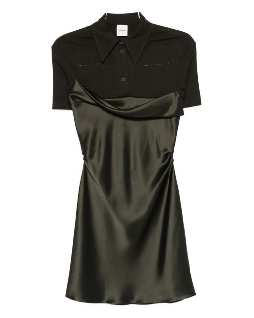 Nanushka Black Satin-Paneled Mini Dress