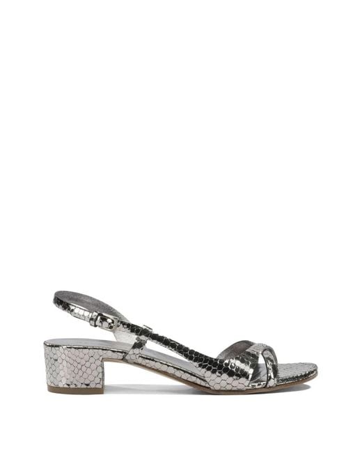 Roberto Del Carlo White Snake-Effect Leather Sandals