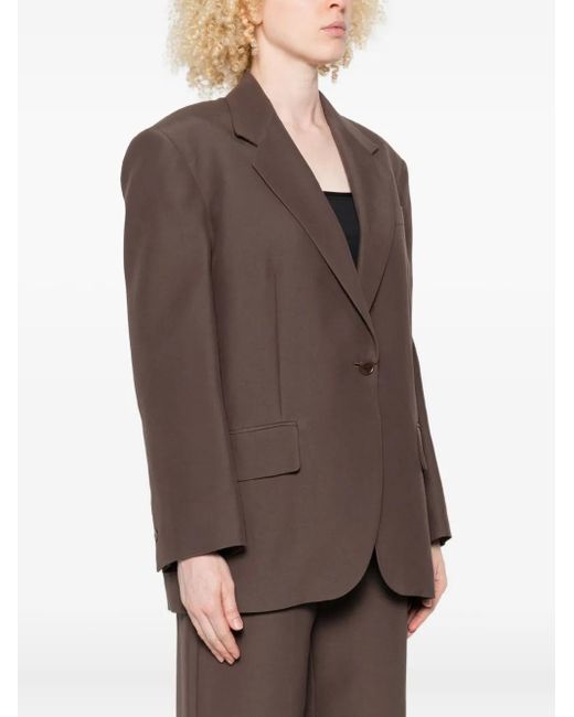 Weekend by Maxmara Brown Single-Button Dropped-Shoulder Blazer