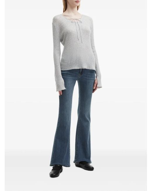 B+ AB Gray Ribbed-Knit Top