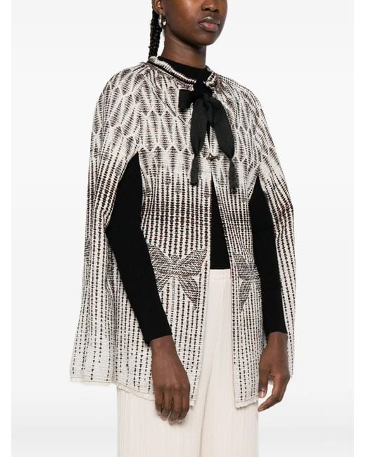 Forte_forte White Geometric-Pattern Bow Jacket