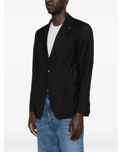 Tagliatore Black Button Single-Breasted Jacket for men