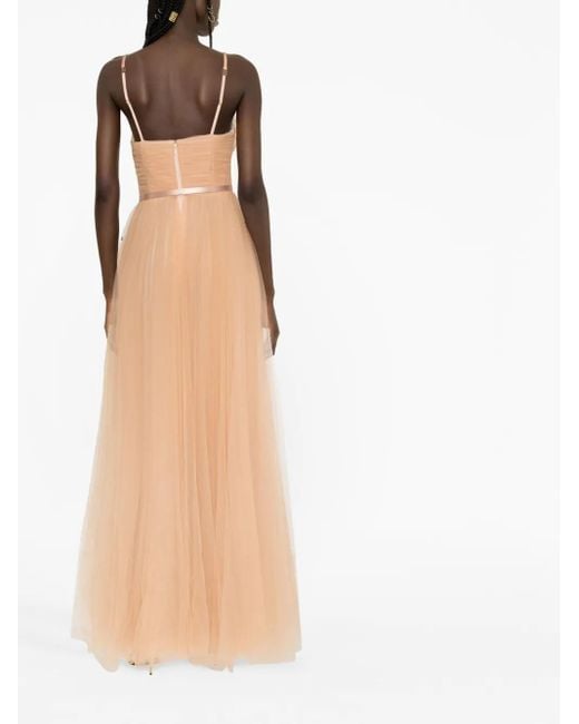 Abito Carpet Con Cintura di Elisabetta Franchi in Natural