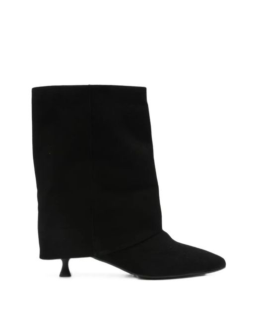 GISEL B Black Fold-Over Pointed-Toe Boots