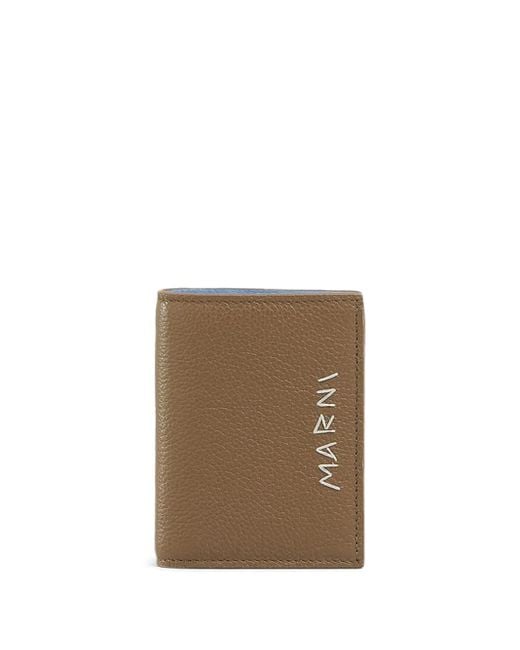 Marni Natural Leather Bifold Wallet With Mending-Embroidery for men
