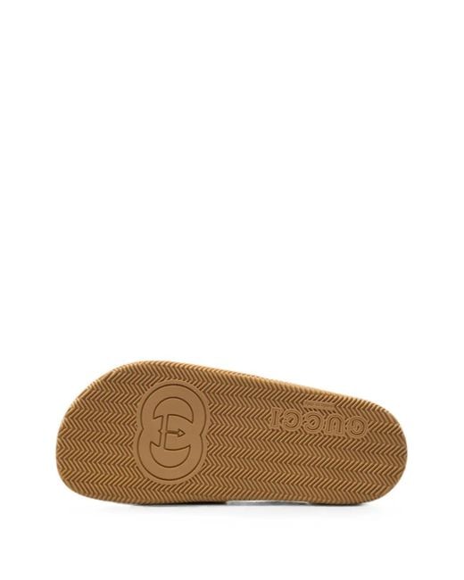 Gucci White Interlocking G Slides