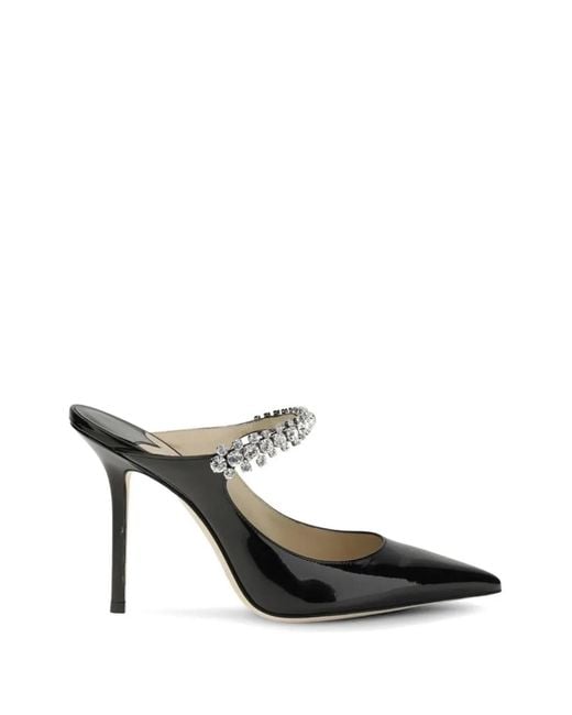 Jimmy Choo Black Bing Crystal-Embellished Patent Leather Pumps