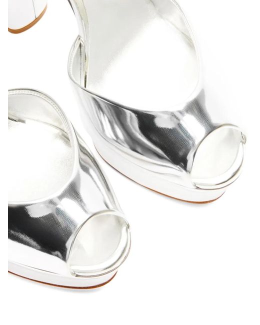 Casadei White 140Mm Platform Heeled Sandals