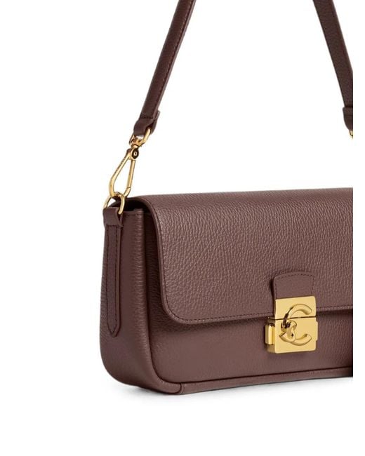 Coccinelle Brown Medium C-Me Lock Grainy Leather Shoulder Bag