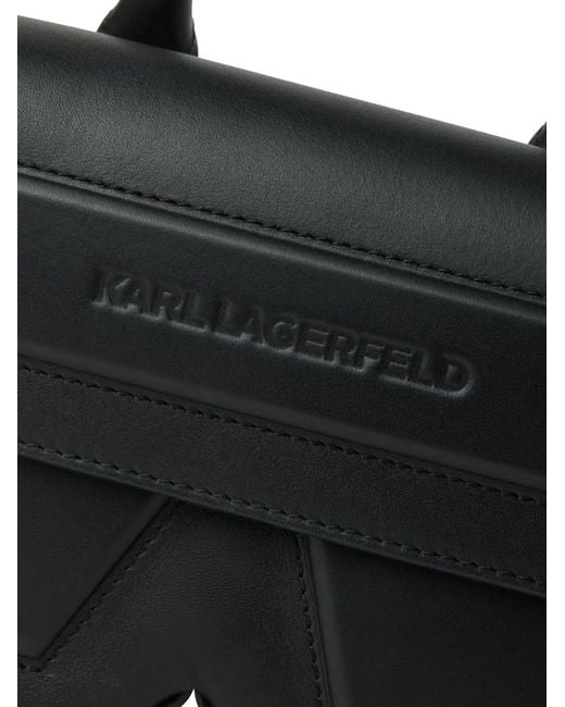 Karl Lagerfeld Black Ikon K Leather Tote Bag
