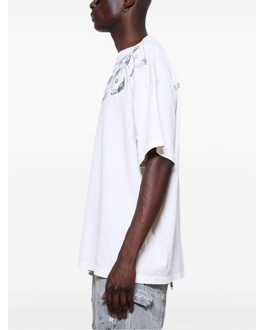 SAINT Mxxxxxx White Money-print Cotton T-shirt for men
