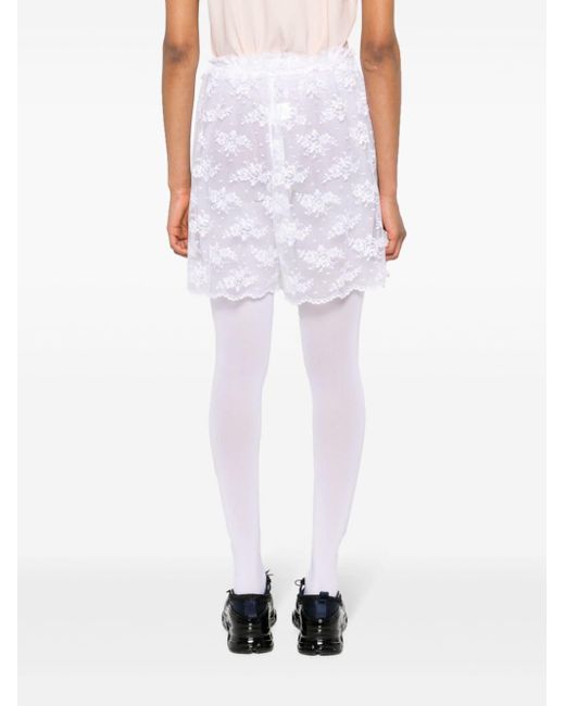 Collina Strada White Logo-embroidered Lace Shorts