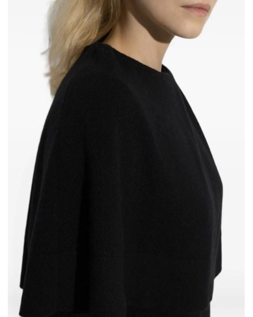 Lisa Yang Black Jaylani Cape-Overlay Sweater