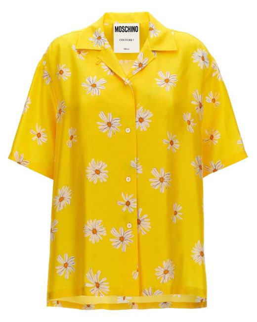 Moschino Yellow Margherite' Print Silk Shirt