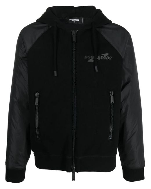 DSquared² Black Logo-Print Hooded Jacket for men