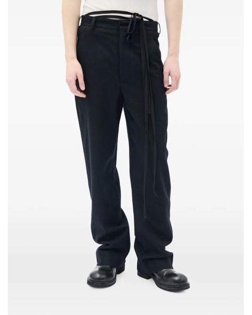 Ann Demeulemeester Black Brushed-Wool Trousers for men