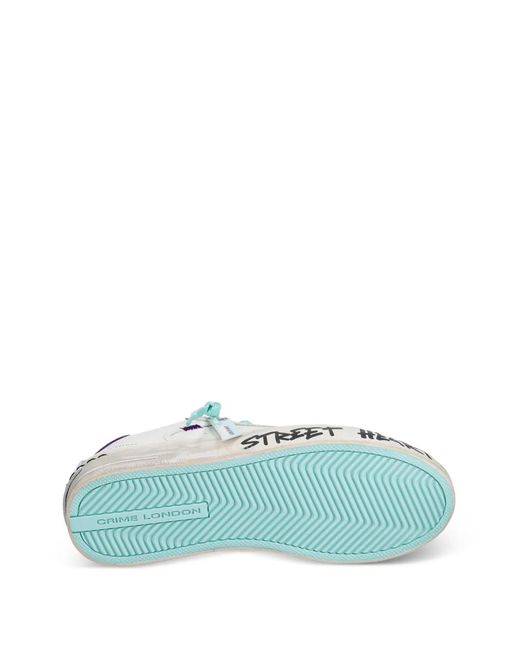 Crime London White Sk8 Deluxe Glitter-Detail Sneakers