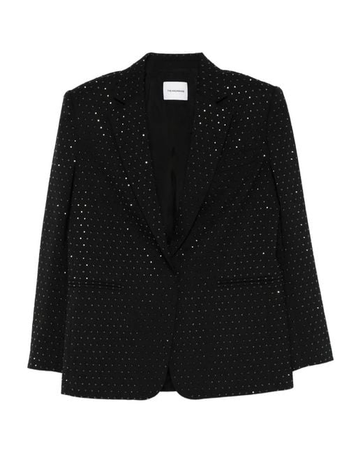 ANDAMANE Black Single-Breasted Crystal-Embellished Blazer