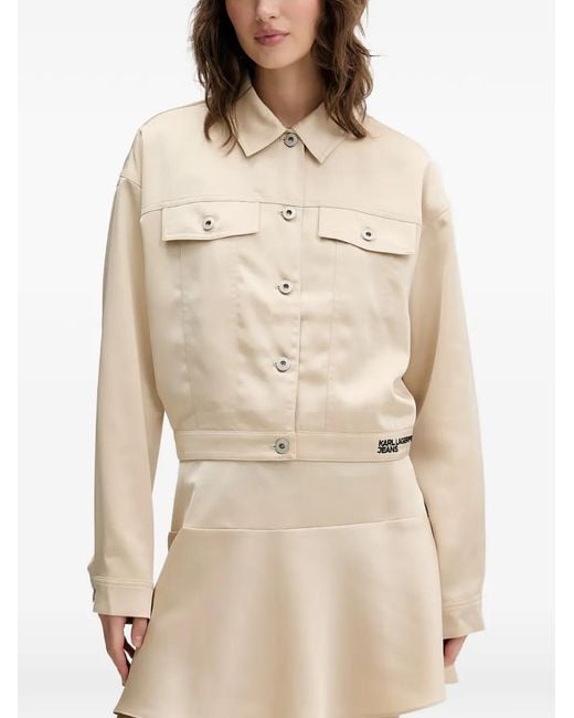 Karl Lagerfeld Natural Satin Cut-Out Jacket