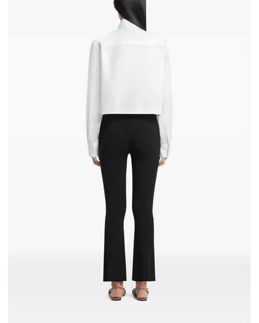 Courreges Black Gerippte Caprihose Mit Knöpfen