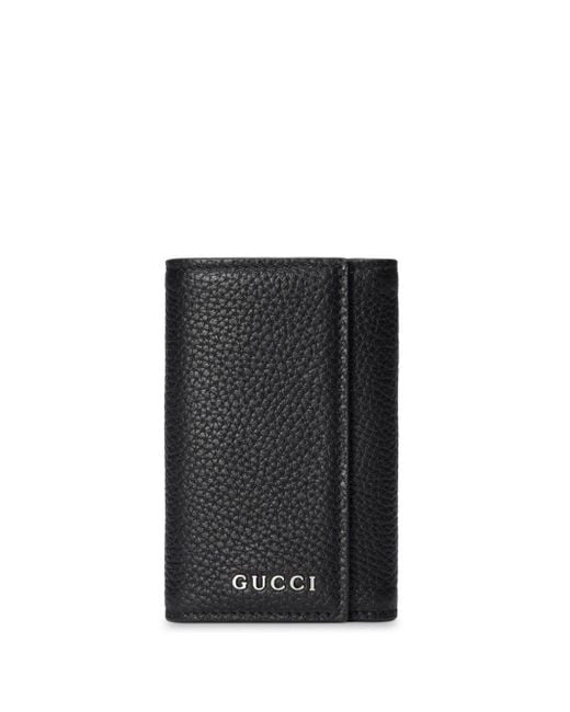 Gucci Black Logo-embellished Leather Keyholder for men