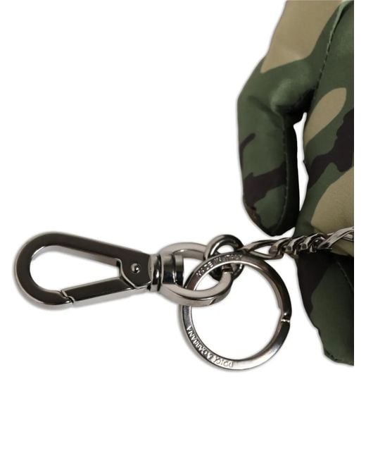 Dolce & Gabbana Green Camouflage-Pattern Dog Keychain for men