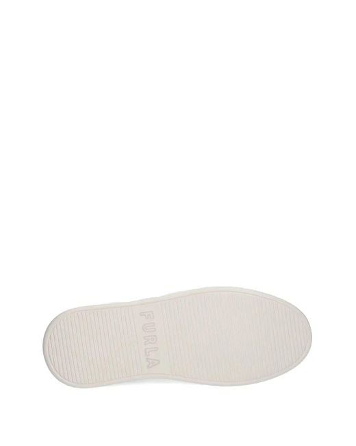 Furla White Metallic Effect Trainers