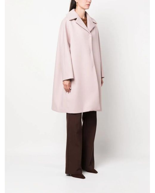 Herno Pink Single-Breasted Wool-Blend Coat