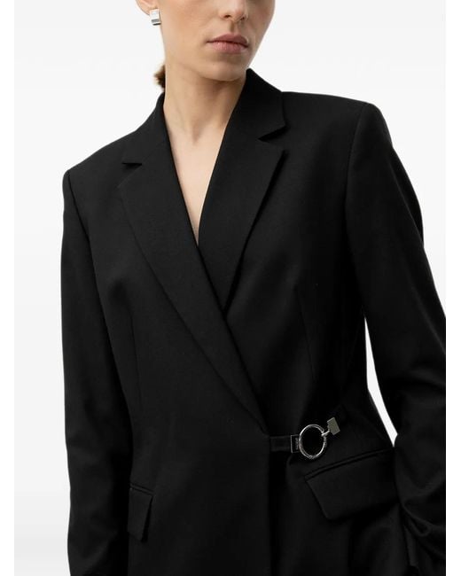 HUGO Black Buckle-Fastening Notched-Lapel Blazer