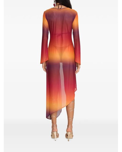 Amir Slama Red X Tati Barbieri Ombré-Effect Asymmetric Beach Cover-Up