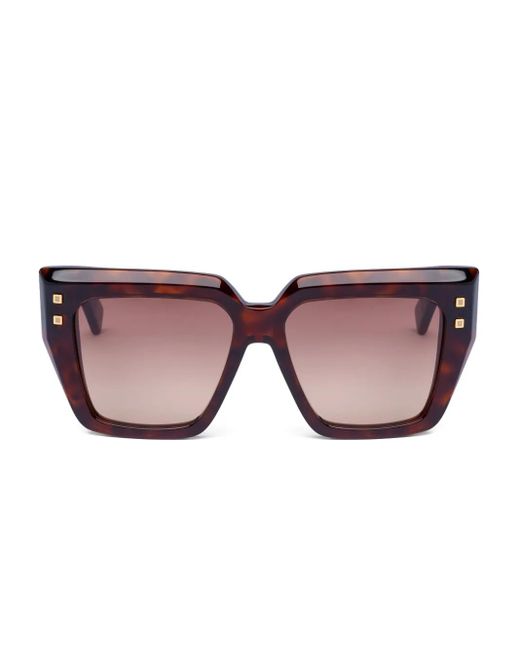 Balmain Pink Studded Geometric-Frame Sunglasses