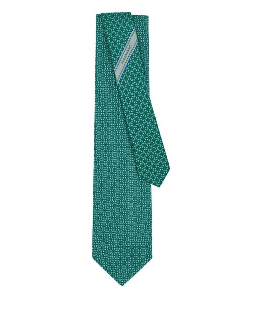 メンズ Ferragamo Patterned Silk Tie Green