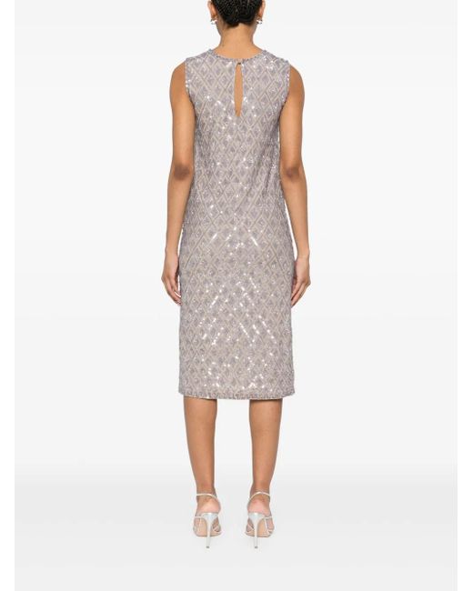 Robe Mi-Longue À Ornements De Sequins P.A.R.O.S.H. en coloris Gray