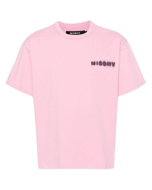 M I S B H V Pink Logo-print Cotton T-shirt for men