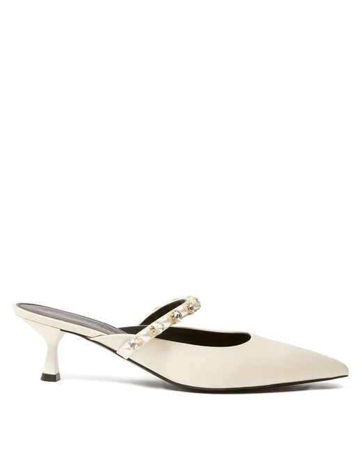 Stella McCartney White Elsa Pearl-Embellished Kitten Heels