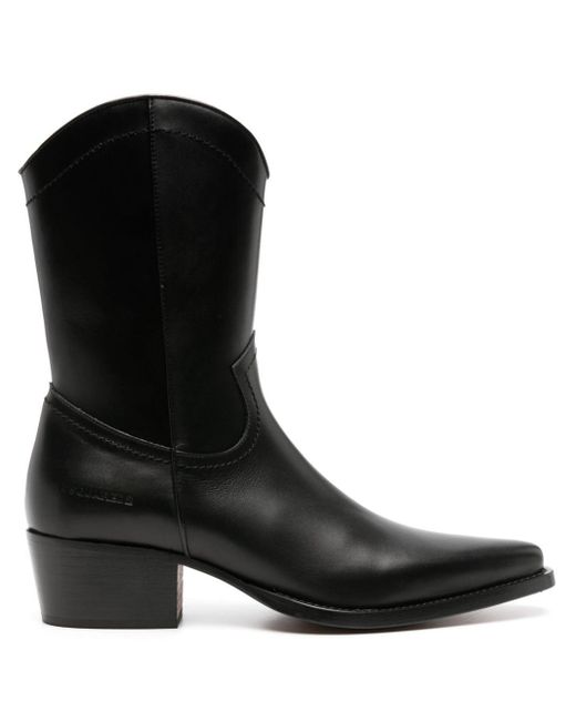 DSquared² Black Western Leather Ankle Boots for men